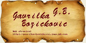 Gavrilka Božičković vizit kartica